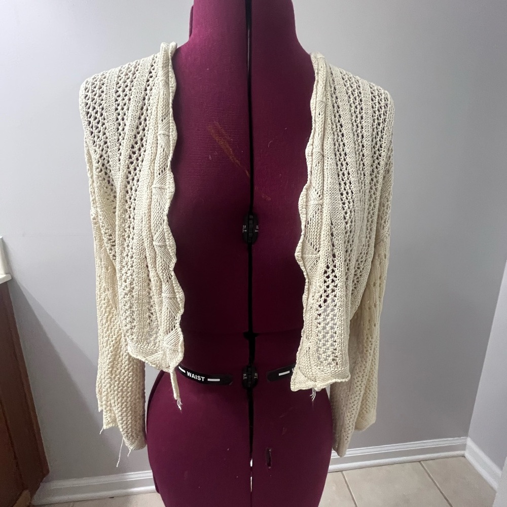 Swimsuit Coverup Cream Knit Women's Cardigan